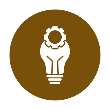 Cogwheel simgesi, vektör illüstrasyonlu ampul 