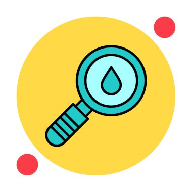 Loupe ikonu. Büyüteçteki su damlasının vektör çizimi