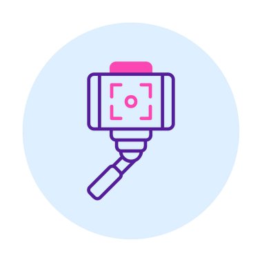 Akıllı telefon web simgesi, vektör illüstrasyonlu selfie çubuğu 