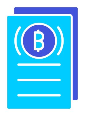 Belgeler ve bitcoin simgesinin vektör illüstrasyonu 