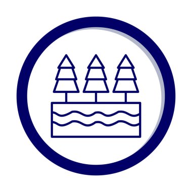 Nehir ve ağaçlar düz ikon vektör çizimi 