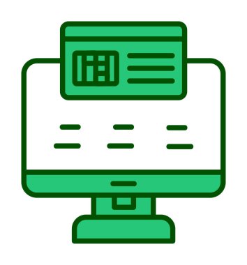 Basit Çevrimiçi Ödeme simgesi, vektör illüstrasyonu