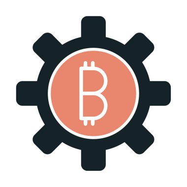 Bitcoin dişli çizgisi simgesi, vektör illüstrasyonu 