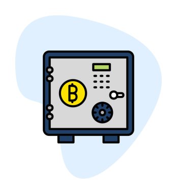 Bitcoin dolap simgesi, vektör illüstrasyonu 