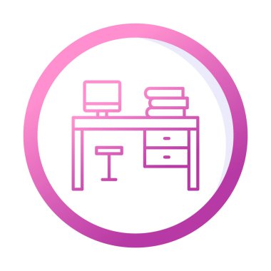 ofis masası simgesi, basit vektör illüstrasyonu