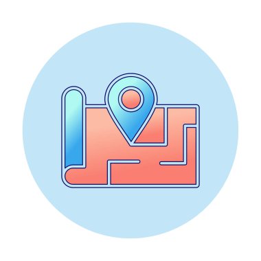 Konum iğnesi, vektör illüstrasyonlu harita simgesi