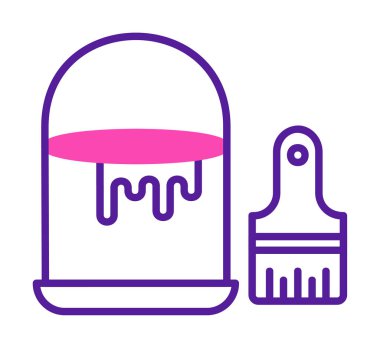 Boya fırçası ve kova vektör çizimi, simge ögesi arkaplanı                    