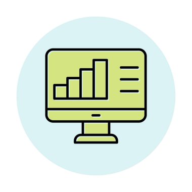Basit Bilgisayar İzleme Veri Analizi simgesi, vektör illüstrasyonu