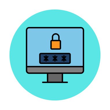 Basit Bilgisayar monitörü Ekran simgesi, vektör illüstrasyonunu kilitle