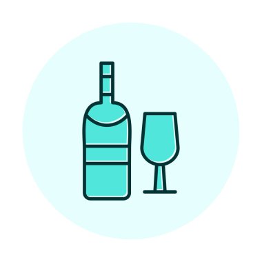 şarap şişe ve cam kutsal kişilerin resmi, vektör çizim  