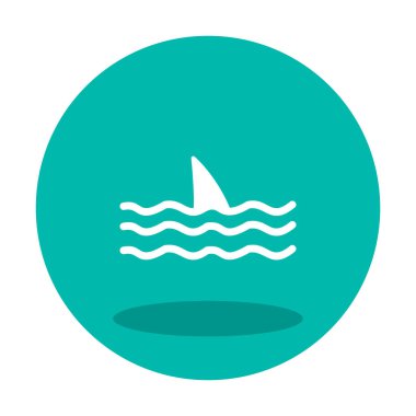 Deniz ikonunda köpekbalığı yüzgeci, vektör illüstrasyonu 