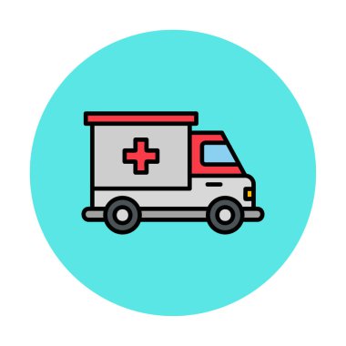 ambulans araba simgesi, renk vektörü çizimi