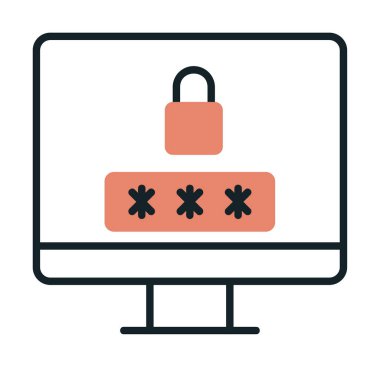 Basit Bilgisayar monitörü Ekran simgesi, vektör illüstrasyonunu kilitle