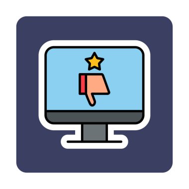 Kötü İnceleme simgesi, vektör illüstrasyonlu basit ekran