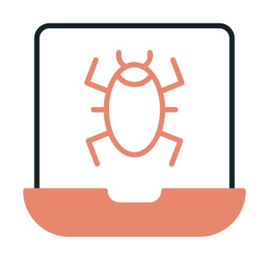 Virüs bulaşmış Laptop Simgesi - Virüs vektör çizimi tasarımı