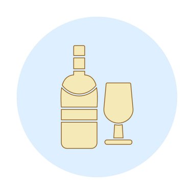 şarap şişe ve cam kutsal kişilerin resmi, vektör çizim  