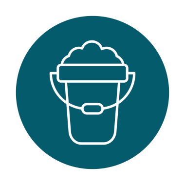 Köpük simgesi olan kova, vektör illüstrasyonu  