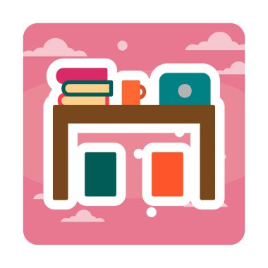 ofis masası simgesi, basit vektör illüstrasyonu