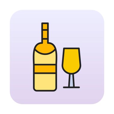 şarap şişe ve cam kutsal kişilerin resmi, vektör çizim  