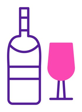 şarap şişe ve cam kutsal kişilerin resmi, vektör çizim  