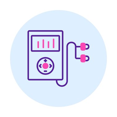 Kulaklık simgesi, vektör illüstrasyonlu Mp3 oynatıcı