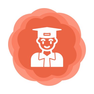 mezun düz ikon. Düz biçimli öğrencinin vektör düz çizimi