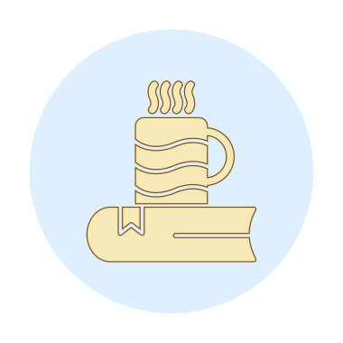 sıcak çay ve kitap simgesi, ana hatlı biçim vektör çizimi tasarımı