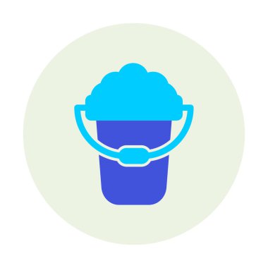 Köpük simgesi olan kova, vektör illüstrasyonu  