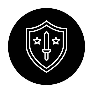 Kılıç vektör ağ simgesine sahip Askeri Kalkan, vektör illüstrasyonu 