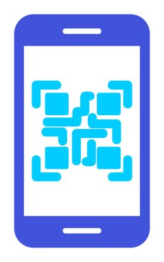 Akıllı Telefon Ekran Web simgesi Qr Kodu, vektör illüstrasyonu 