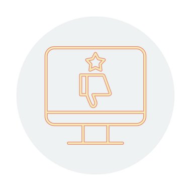 Kötü İnceleme simgesi, vektör illüstrasyonlu basit ekran