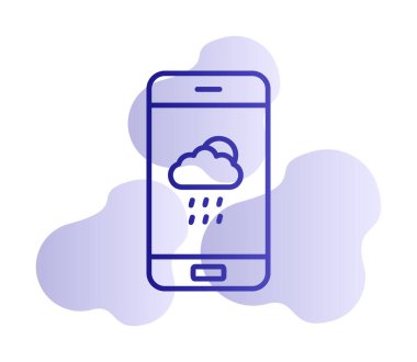 Akıllı telefon web simgesi üzerindeki hava durumu uygulaması, vektör illüstrasyonu 