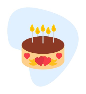 Mumlu doğum günü pastası ikon vektör çizimi                    