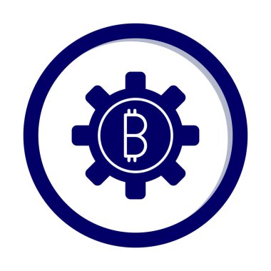 Bitcoin dişli çizgisi simgesi, vektör illüstrasyonu 