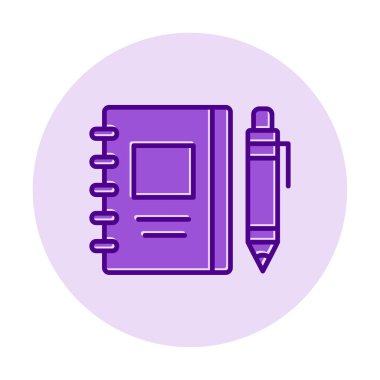 Çizim defteri ve kalem simgesi, vektör illüstrasyonu  