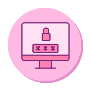 Basit Bilgisayar monitörü Ekran simgesi, vektör illüstrasyonunu kilitle