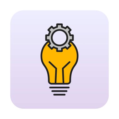 Cogwheel simgesi, vektör illüstrasyonlu ampul 