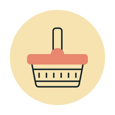 piknik sepeti web simgesi, vektör illüstrasyonu 