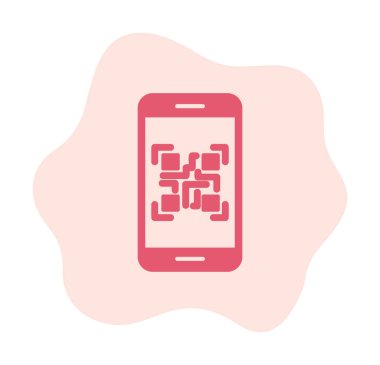 Akıllı Telefon Ekran Web simgesi Qr Kodu, vektör illüstrasyonu 