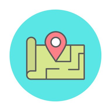 Konum iğnesi, vektör illüstrasyonlu harita simgesi