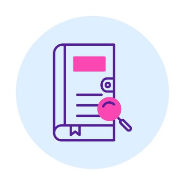 Büyüteç vektör çizimi olan bir kitap. Arama Kitabı kavramı                  