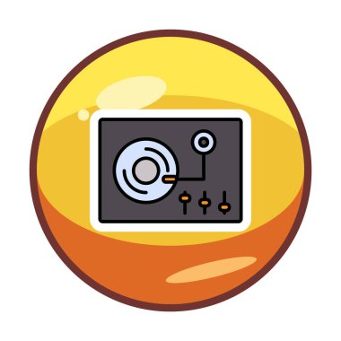 Basit vinil oynatıcı Turntable simgesi, vektör illüstrasyonu