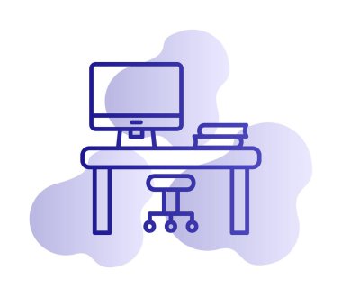 ofis masası simgesi, basit vektör illüstrasyonu