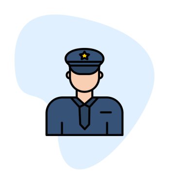Üniformalı düz simgeli polis memurunun vektör çizimi