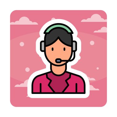 Basit Müşteri Hizmeti Temsilcisi simgesi, vektör illüstrasyonu