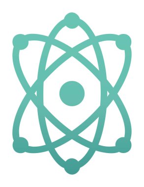 Moda düz biçimli atom simgesi, bilim simgesi vektör illüstrasyonu                     