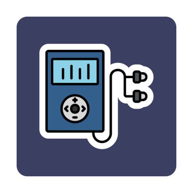 Kulaklık simgesi, vektör illüstrasyonlu Mp3 oynatıcı