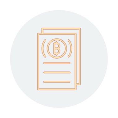Belgeler ve bitcoin simgesinin vektör illüstrasyonu 