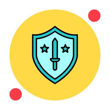 Kılıç vektör ağ simgesine sahip Askeri Kalkan, vektör illüstrasyonu 