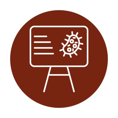 Bakteri simgesi ve vektör illüstrasyonlu sunum tahtası